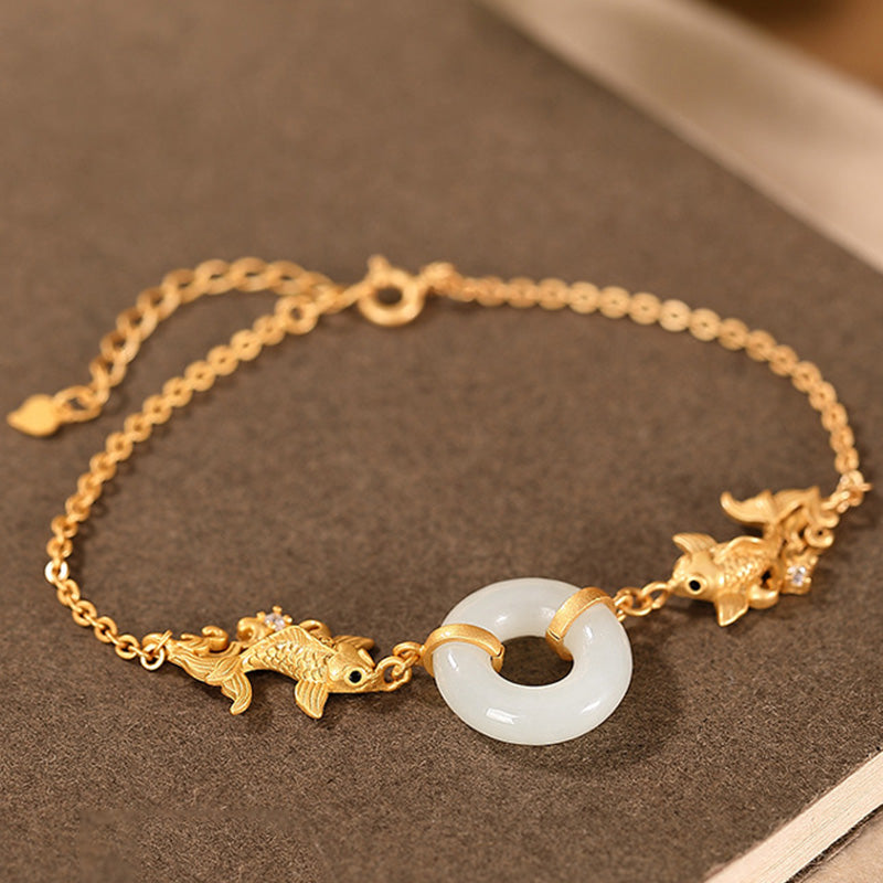 White Jade Koi Fish Prosperity Bracelet - Image 8