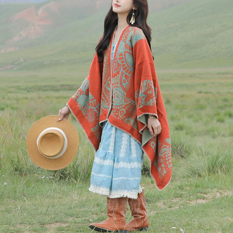 Tibetan Shawl Simple Pattern Winter Cozy Travel Scarf Wrap - Image 12