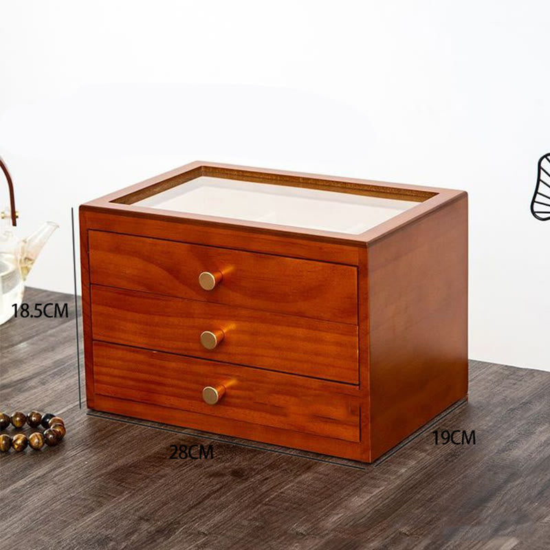 Retro Solid Wood Jewelry Box Jewelry Storage Box With Drawer - Image 21