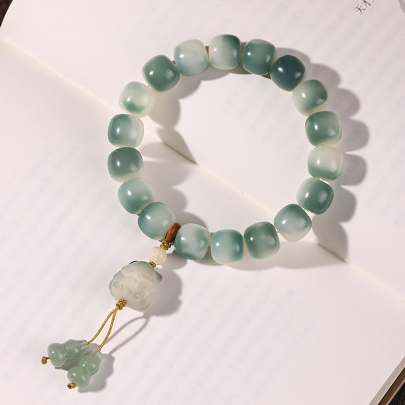 Gradient Bodhi Seed Nine Tailed Fox Cat Paw Claw Pine Cone Peace Bracelet - Image 6