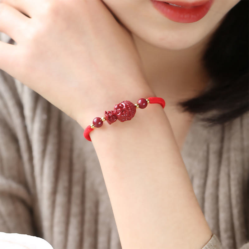 Chinese Zodiac Natal Buddha Cinnabar Amulet Blessing String Bracelet - Image 17