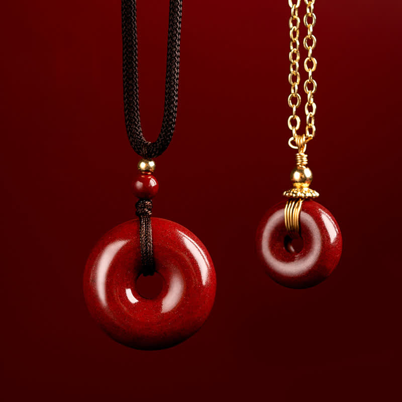 Cinnabar Peace Buckle Calm Blessing Necklace Pendant