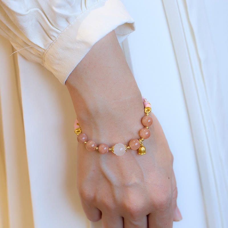 Sun Stone Golden Silk Jade Lily of the Valley Charm Positive Bracelet Bangle - Image 8