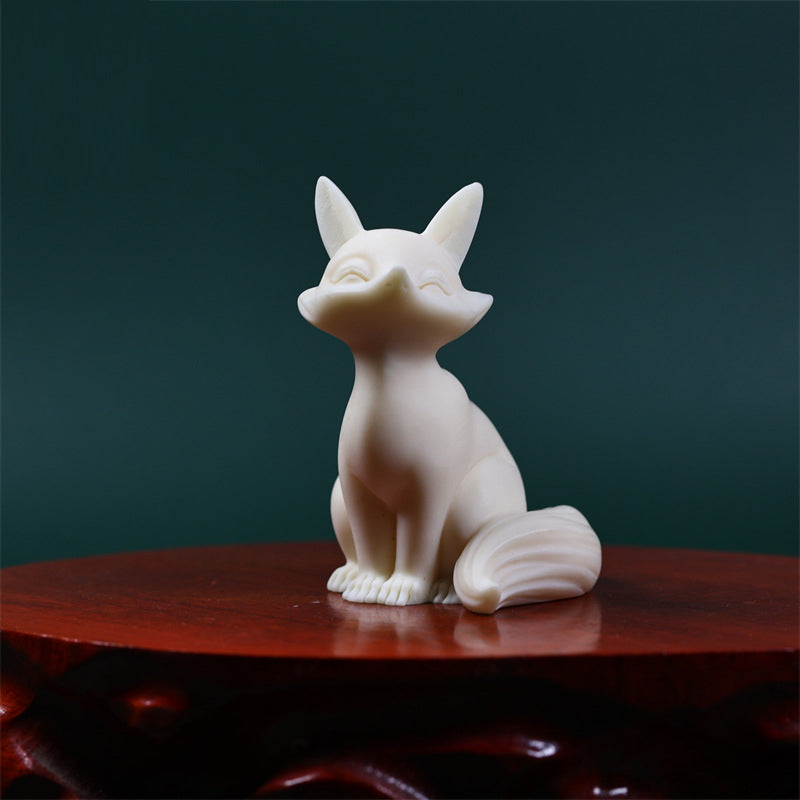Mini Nine Tailed Fox Ivory Fruit Protection Home Decoration