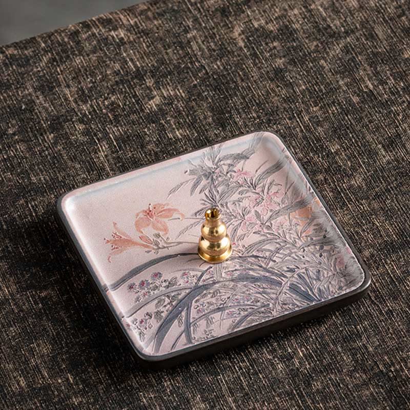 Mountain Lake Flower Leaf Healing Ceramic Plate Tray Stick Incense Burner Decoration - Image 19