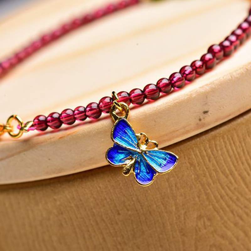 Garnet Tourmaline Butterfly Protection Bracelet Anklet - Image 10