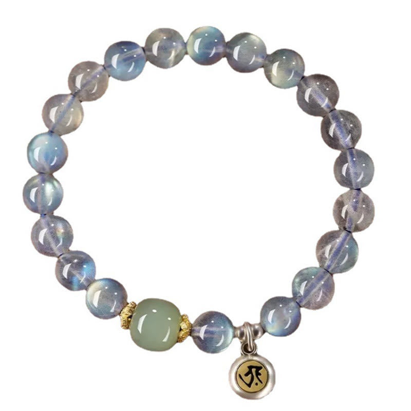 Chinese Zodiac Natal Buddha 925 Sterling Silver Natural Moonstone Hetian Jade Positive Bracelet - Image 9