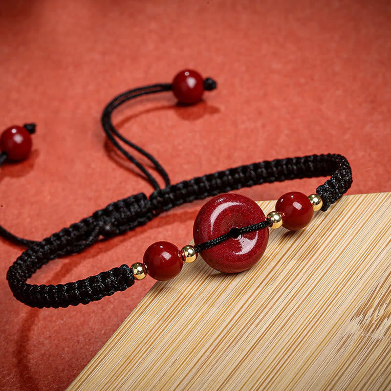 Natural Cinnabar Peace Buckle Blessing String Bracelet - Image 8