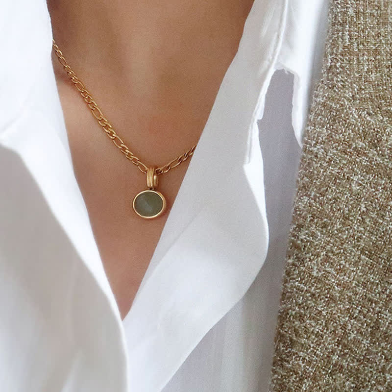 Oval Turquoise Strength Titanium Steel Necklace Pendant - Image 7