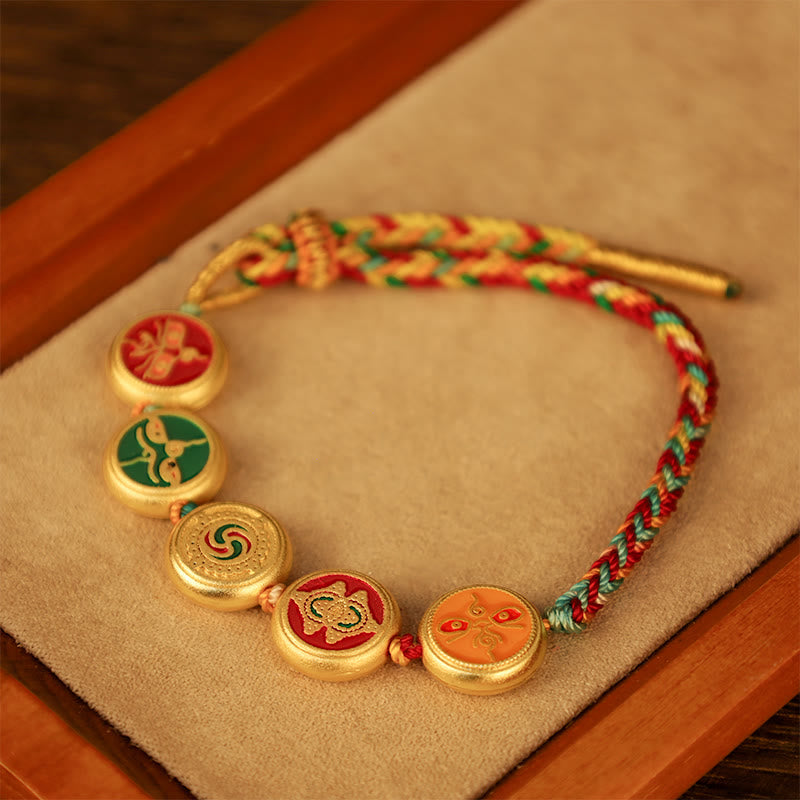 Tibetan Five God Of Wealth Colorful Rope Braided Luck Bracelet - Image 11