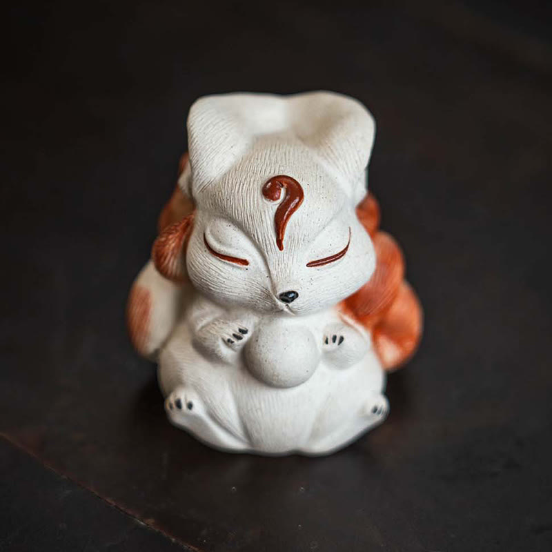 Mini Nine Tailed Fox Purple Clay Luck Desk Decoration - Image 6