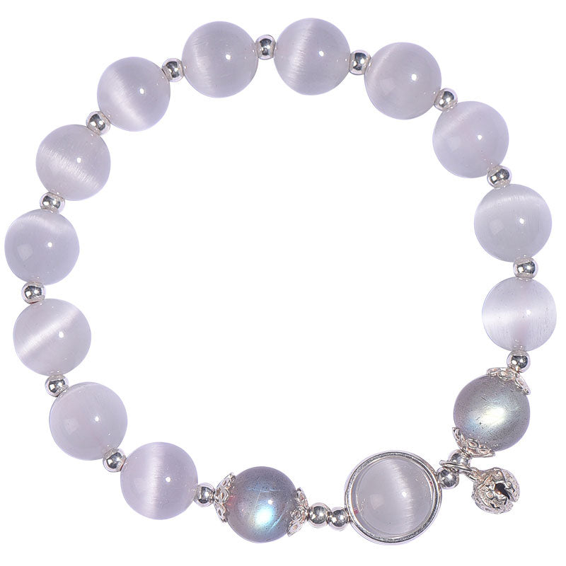 925 Sterling Silver Cat Eye Moonstone Love Support Bracelet - Image 11