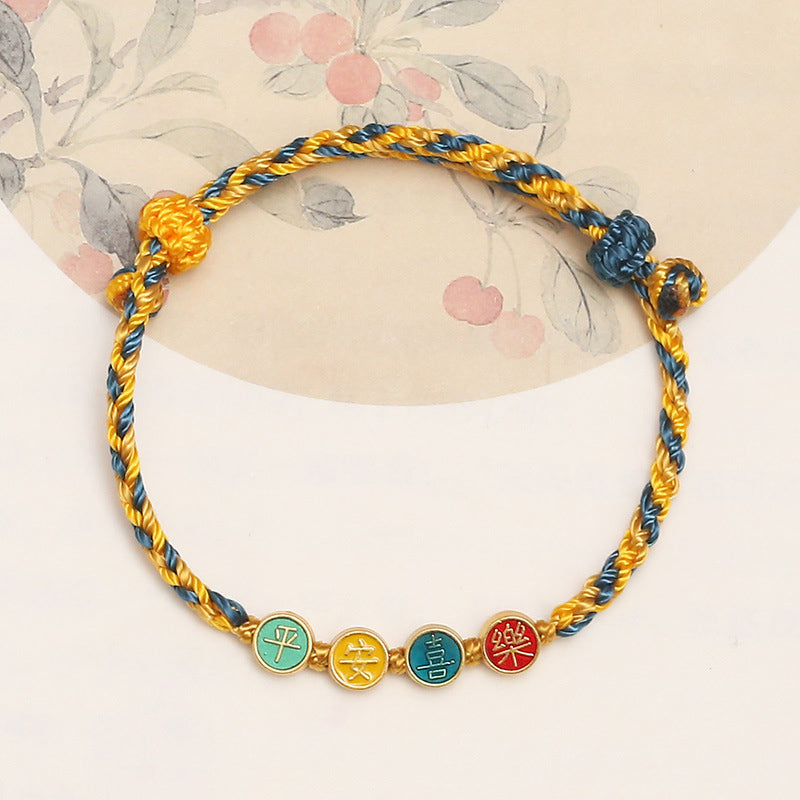 Handmade Dunhuang Color Thread Peace And Joy Protection Braid String Bracelet - Image 10