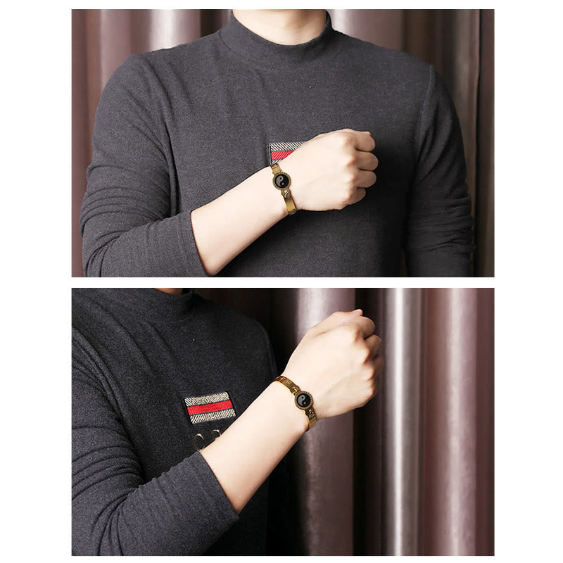 Yin Yang Lotus Om Mani Padme Hum Mantra Titanium Steel Harmony Bracelet Bangle - Image 9