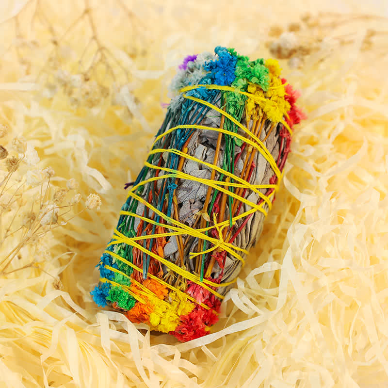 Red Rose Forget-me-not Colorful Daisy Smudge Stick for Home Cleansing Incense Healing Meditation Smudge Sticks Rituals - Image 13