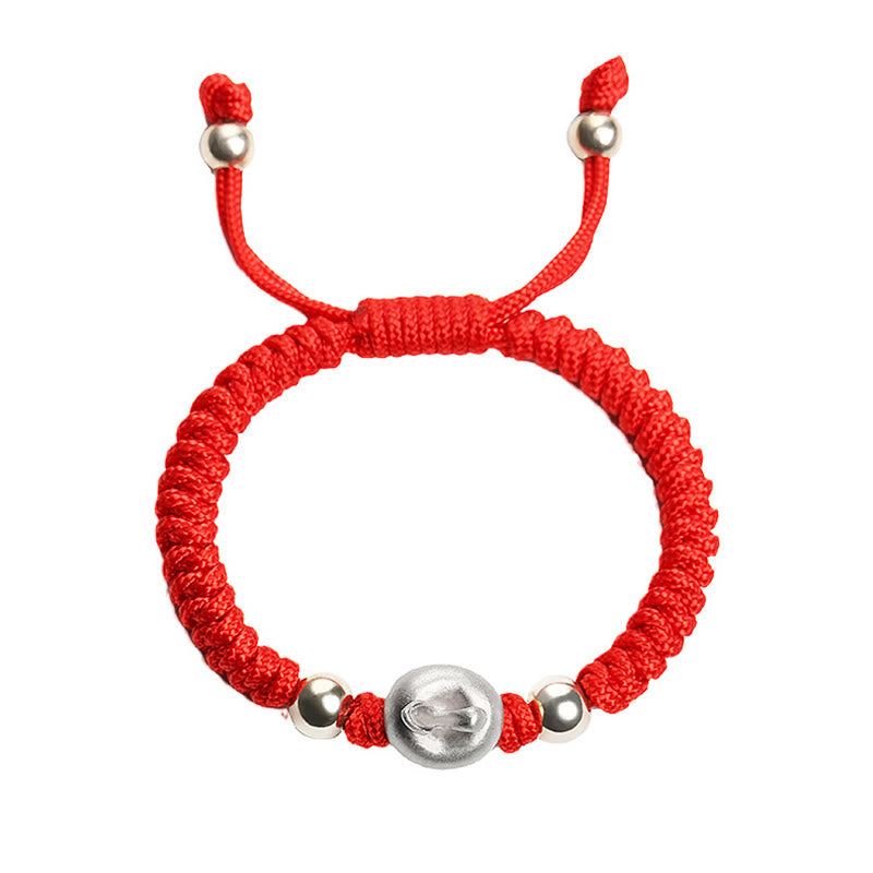 999 Sterling Silver Apple Red Multicolored Rope Luck Protection Handcrafted Kids Bracelet - Image 14