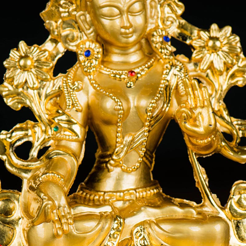 Bodhisattva White Tara Hope Protection Gold Plated Statue Decoration - Image 13