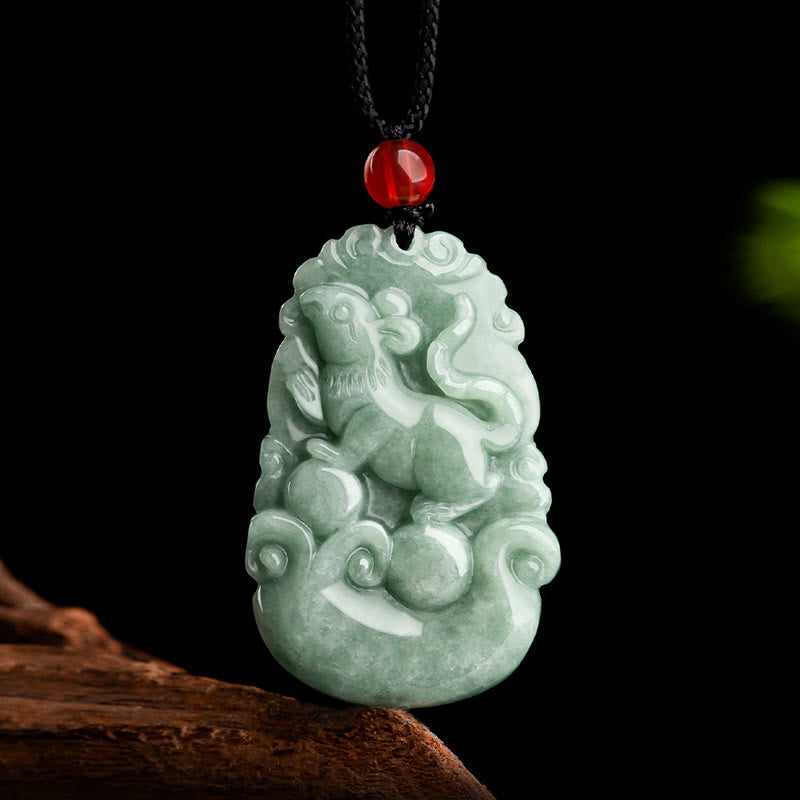 Natural Green Jade 12 Chinese Zodiac Luck Prosperity Necklace Pendant - Image 6