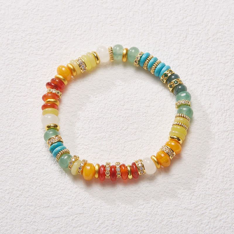 Natural Red Agate Jade Rainbow Confidence Bracelet