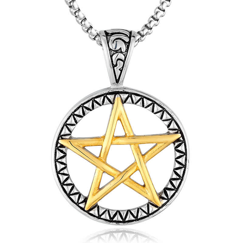 Pentagram Titanium Steel Balance Necklace Pendant - Image 6