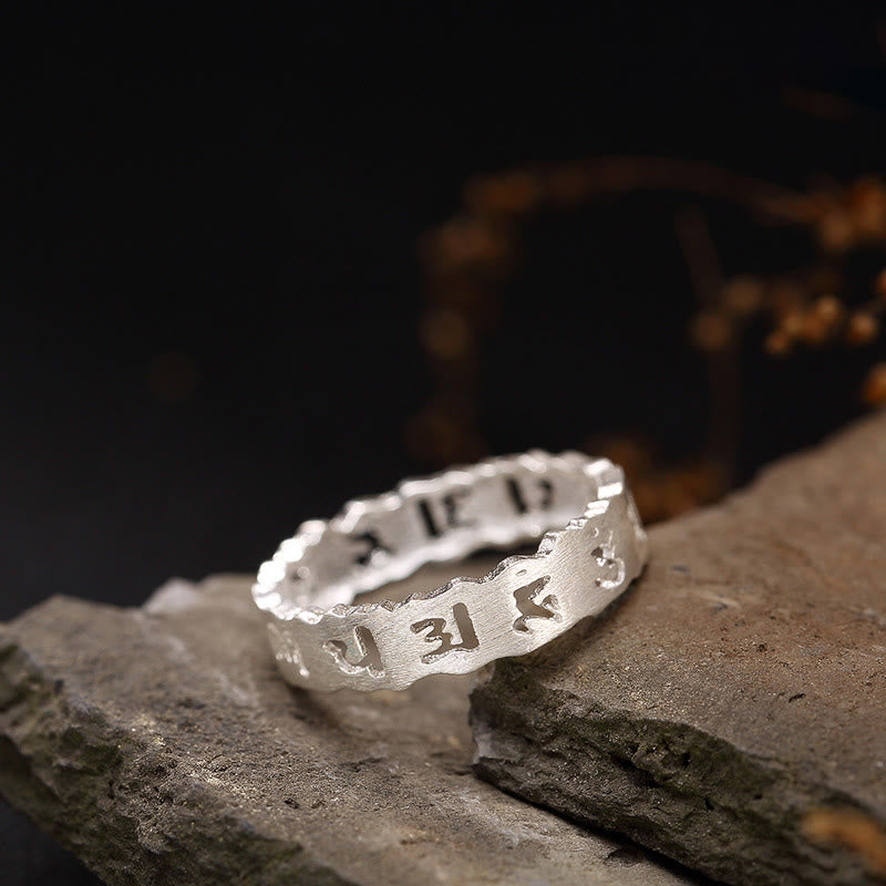 Tibetan 925 Sterling Silver Om Mani Padme Hum Peace Hollow Ring