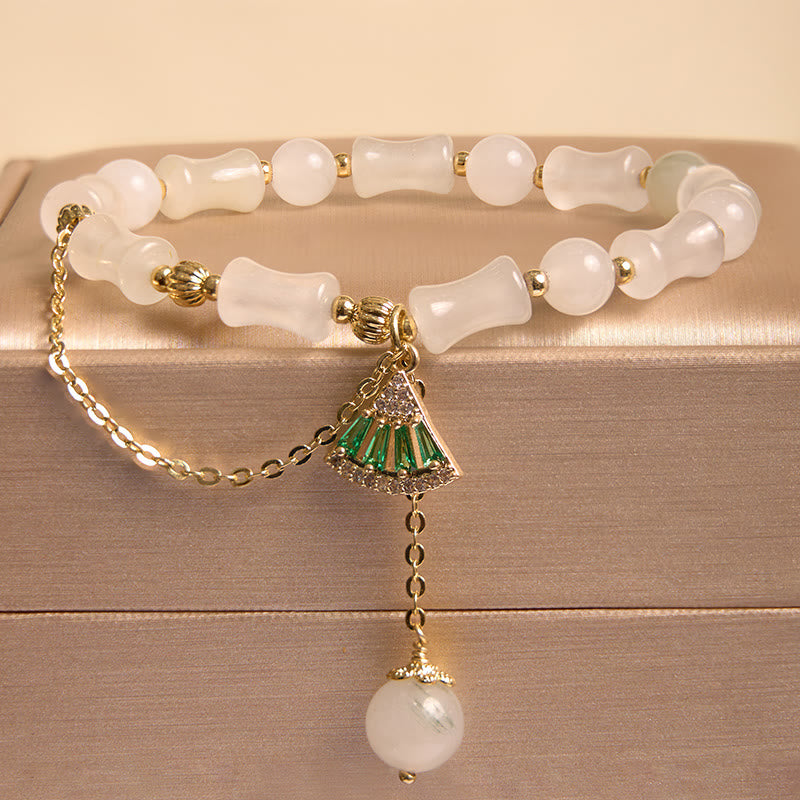 Tianshan White Jade Bamboo Pattern Luck Blessing Bracelet