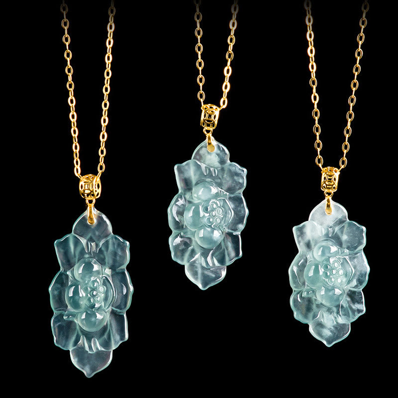 925 Sterling Silver Chain 18K Gold Buckle Natural Jade Lotus Pattern Prosperity Necklace Pendant - Image 8