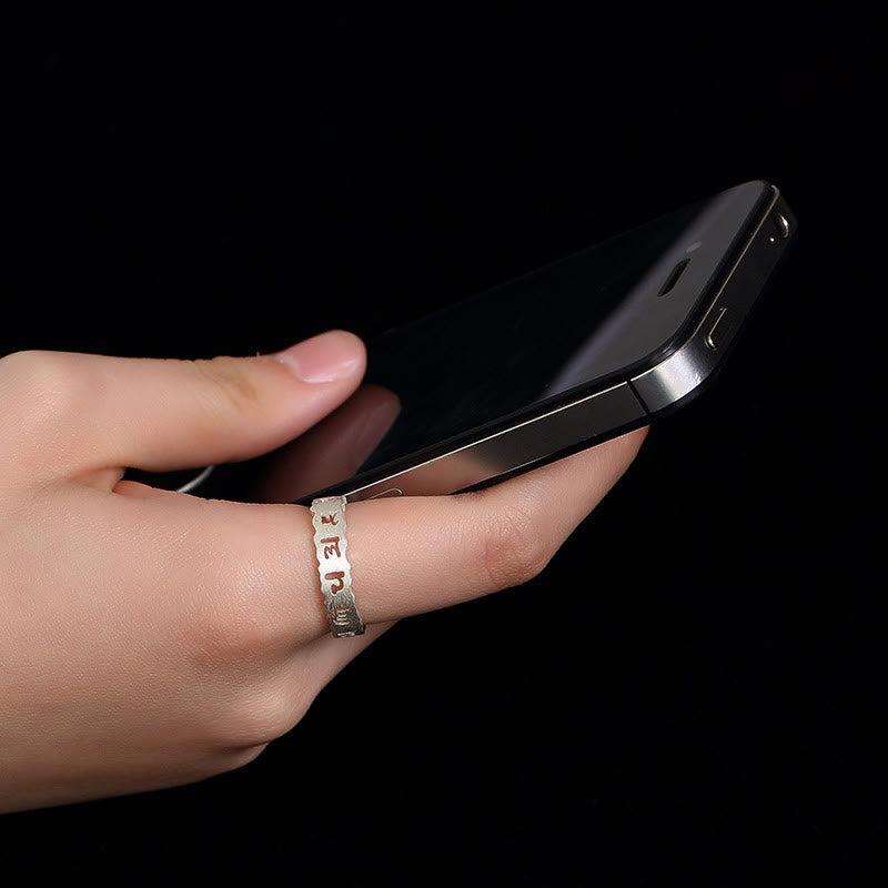 Tibetan 925 Sterling Silver Om Mani Padme Hum Peace Hollow Ring - Image 5