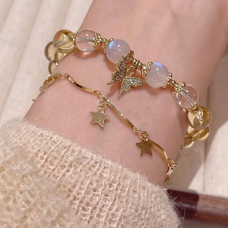 Citrine Moonstone Butterfly Charm Prosperity Protection Bracelet - Image 9