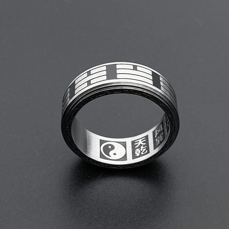 Bagua Yin Yang Titanium Steel Balance Rotatable Ring - Image 12