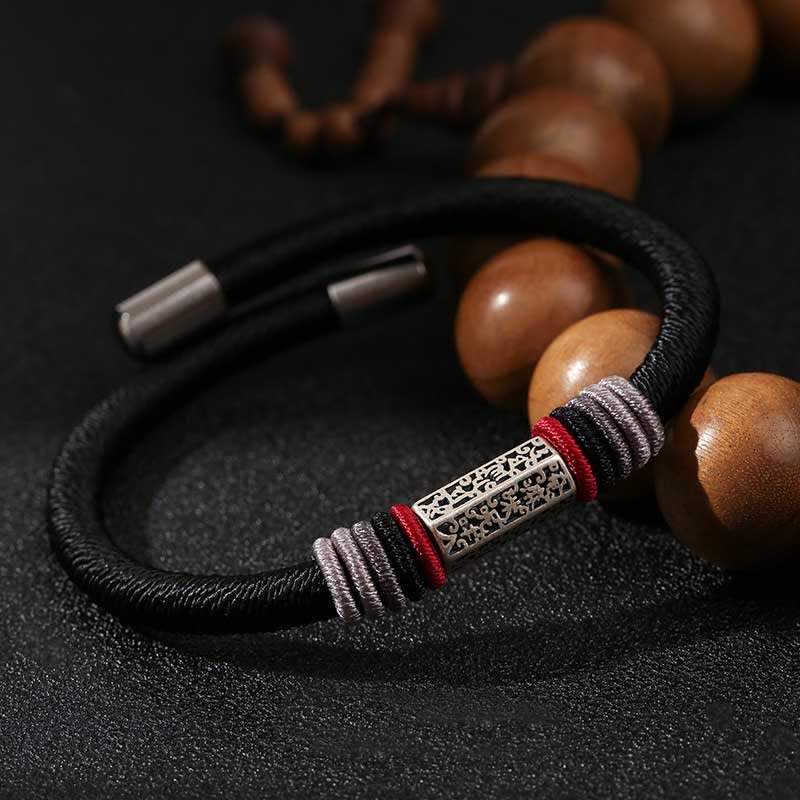 925 Sterling Silver Om Mani Padme Hum Peace Red String Bracelet - Image 11