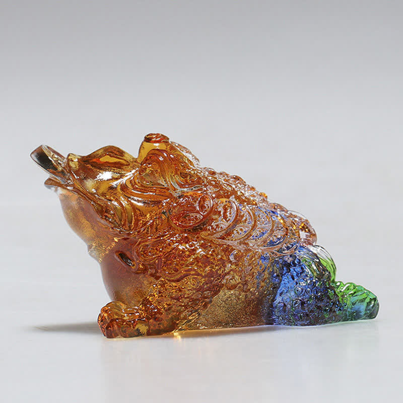 Feng Shui Frog Handmade Liuli Crystal Art Piece Wealth Home Office Decoration - Image 4