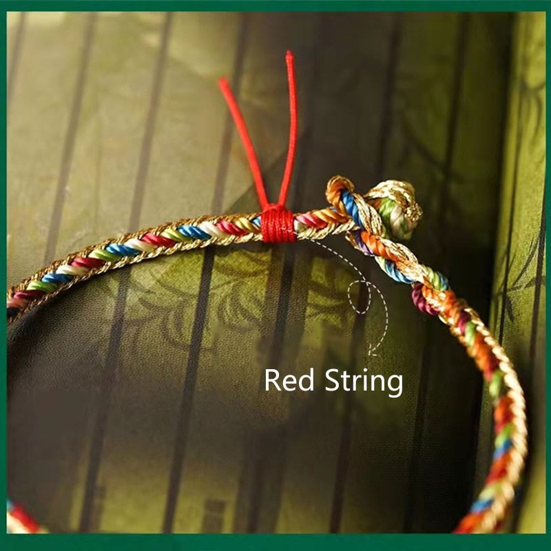 925 Sterling Silver Fu Character Zongzi Pattern Multicolored String Luck Handmade Braided Bracelet - Image 19