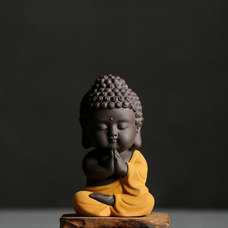 Small Buddha Serenity Purple Clay Home Desk Decoration - Image 18