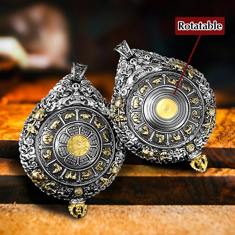 Chinese Zodiac Natal Buddha Thangka Nine Palaces Eight Diagrams Wealth Rotatable Necklace Pendant - Image 3