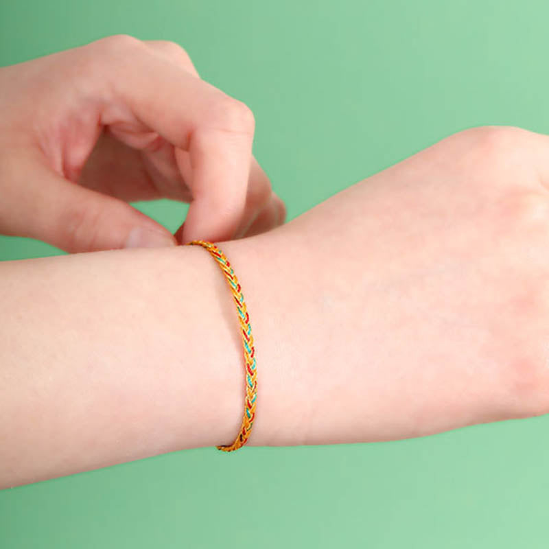 Handmade Multicolored Dragon Scale Pattern Braid String Bracelet - Image 9