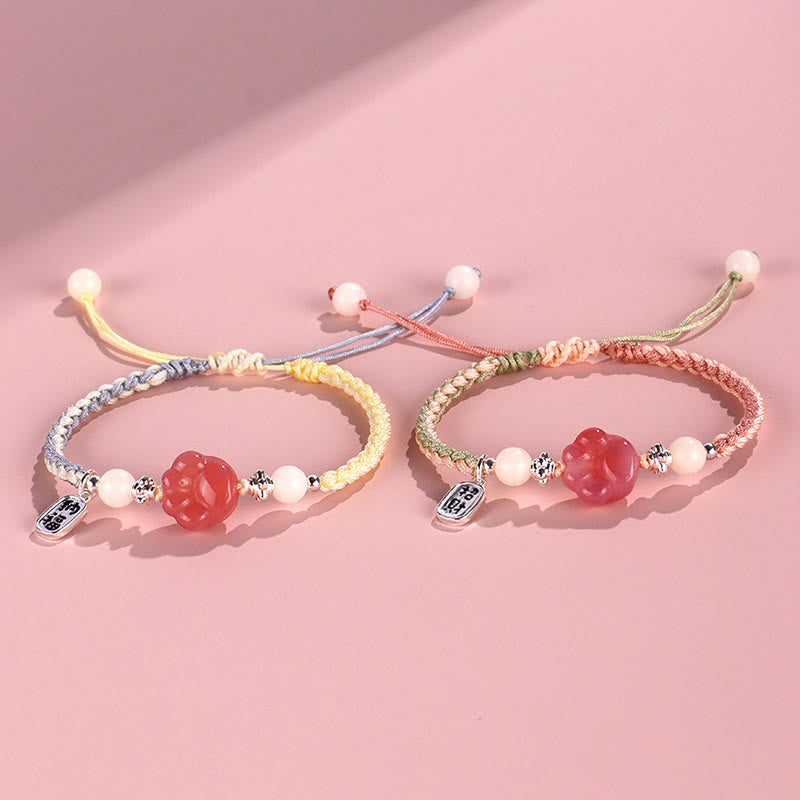 Yanyuan Agate Cat Claw Paw White Bodhi Seed Fu Character Positive Braided Rope Bracelet - Image 12