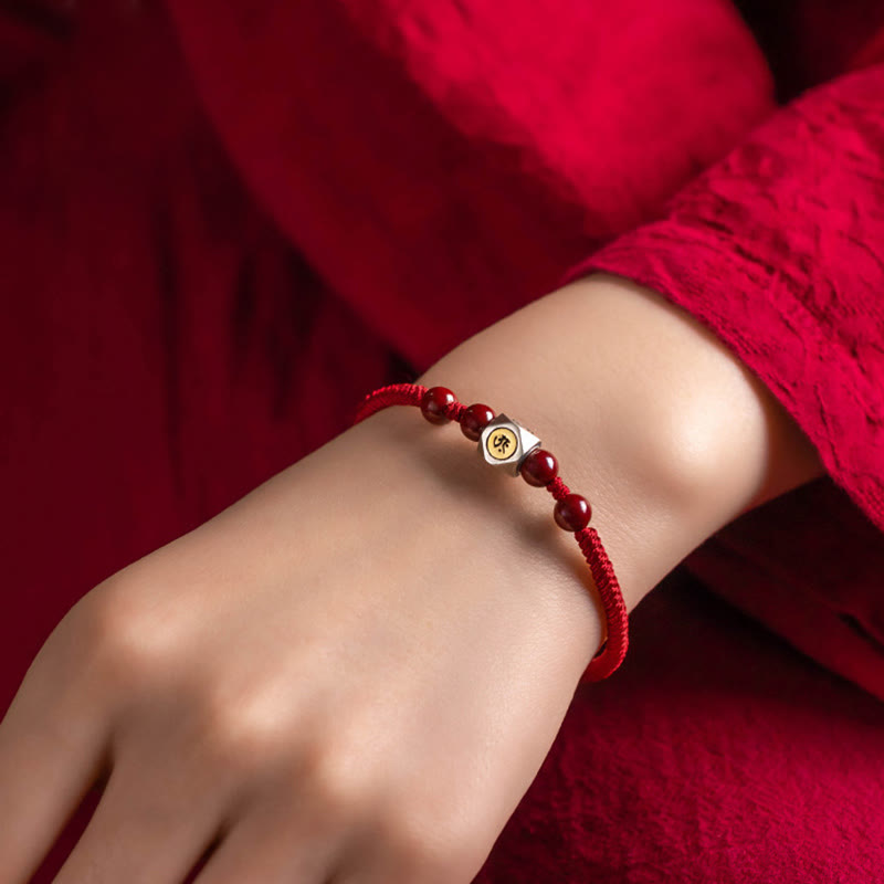 925 Sterling Silver Chinese Zodiac Natal Buddha Cinnabar Calm Bracelet - Image 12