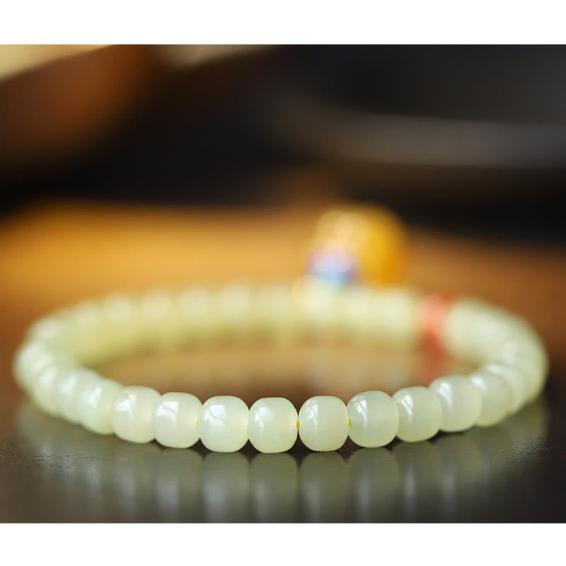 Natural Hetian Jade Pumpkin Amber Red Agate Crystal Prosperity Bracelet - Image 13