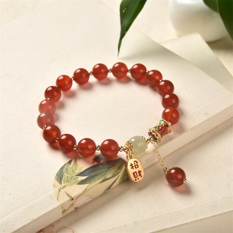 Natural Red Agate Jade Confidence Fortune Blessing Charm Bracelet - Image 10