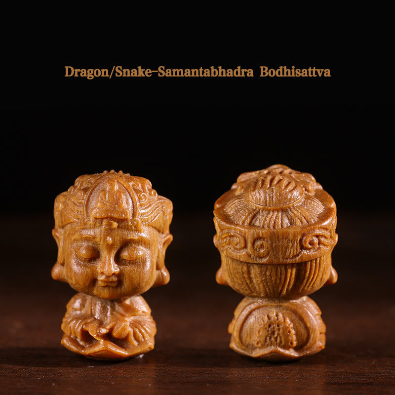 Chinese Zodiac Natal Buddha Green Sandalwood Lotus Engraved Positive Home Decoration - Image 7