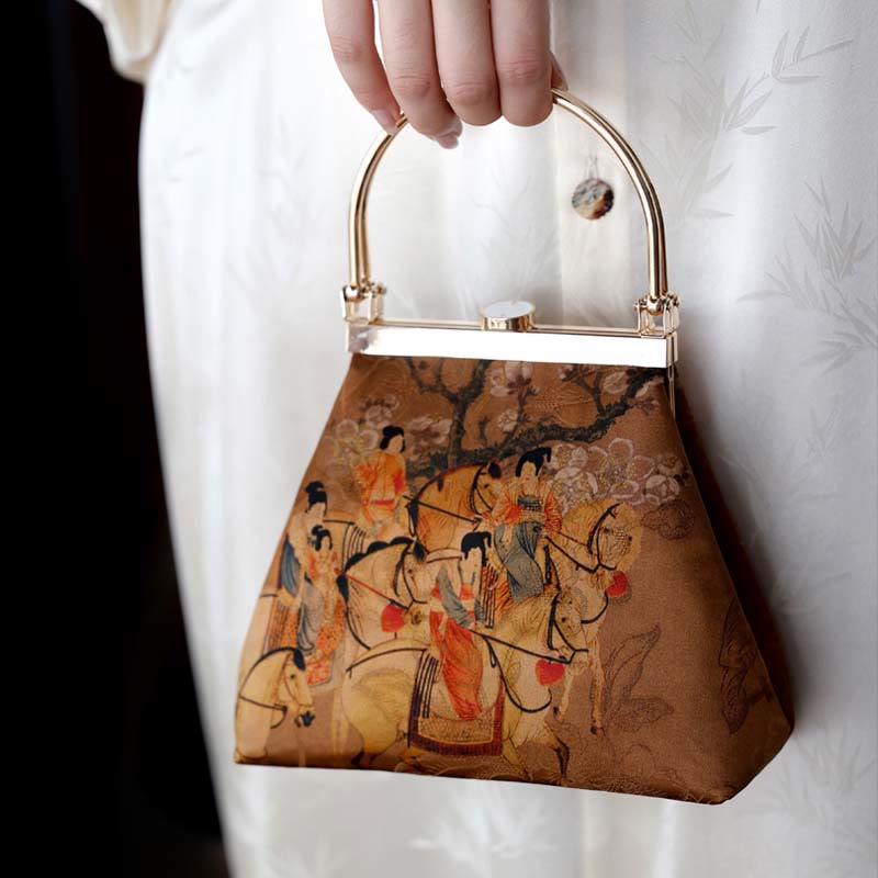 Painting of Lady of Guoguo on a Spring Outing Metal Handle Handbag - Image 11