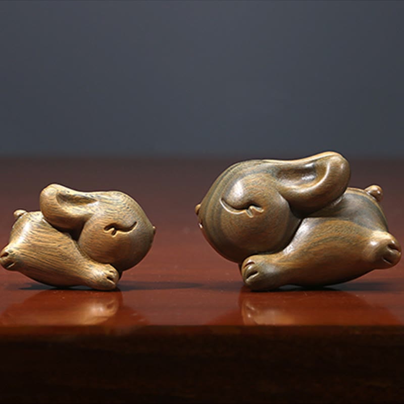 Green Sandalwood Small Mini Cute Rabbit Bunny Peace Decorations - Image 17