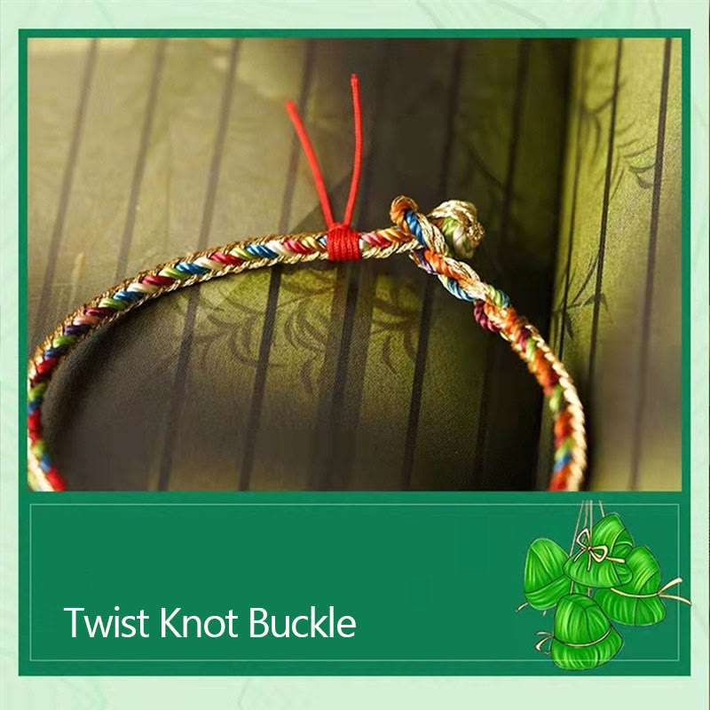 925 Sterling Silver Fu Character Zongzi Pattern Multicolored String Luck Handmade Braided Bracelet - Image 18