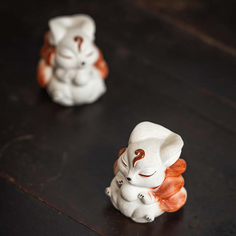 Mini Nine Tailed Fox Purple Clay Luck Desk Decoration - Image 13