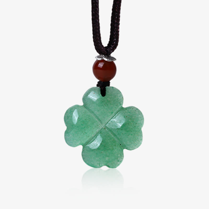 925 Sterling Silver Green Aventurine Four Leaf Clover Luck Leather Rope Necklace Pendant - Image 6