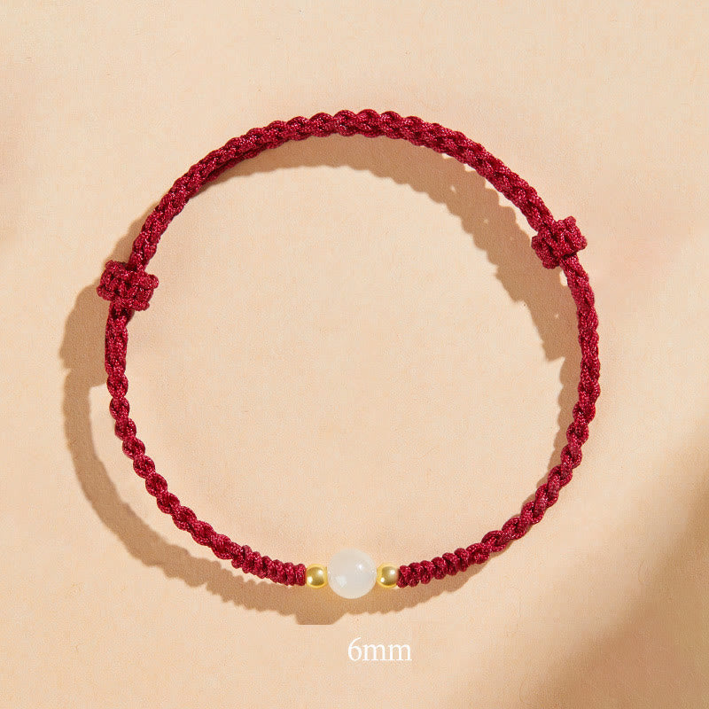 Handcrafted Round Jade Lucky Bead Prosperity Braided Bracelet