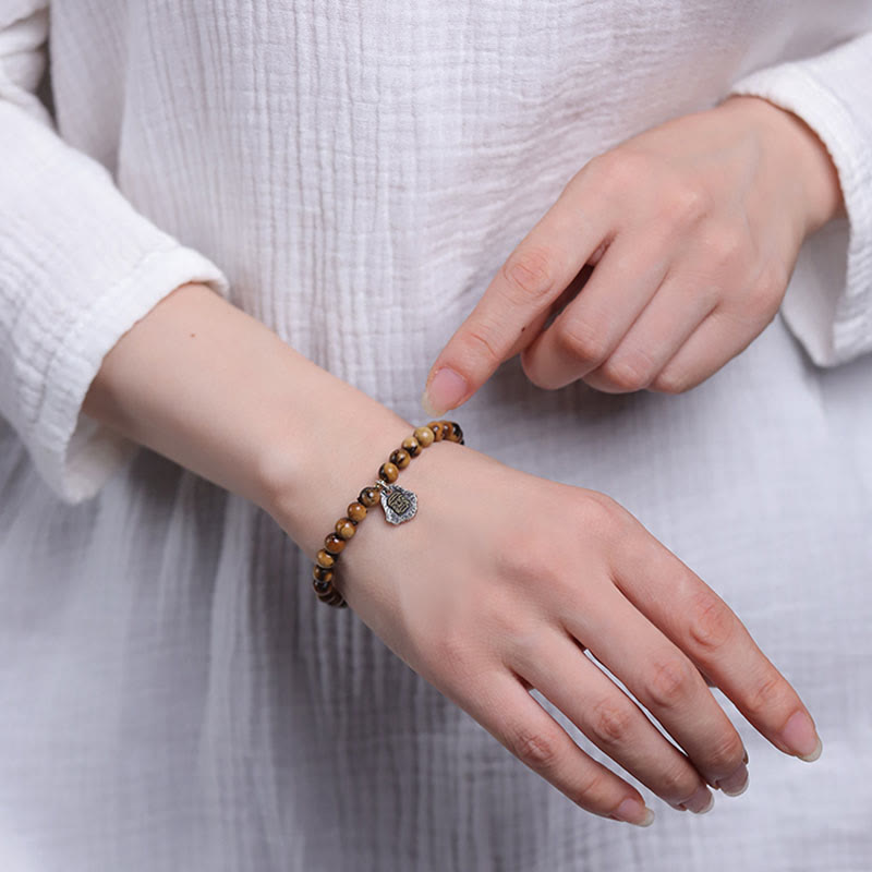 925 Sterling Silver Natural Golden Sea Willow Zakiram Goddess of Wealth Lucky fortune Fu Character Success Bracelet - Image 6