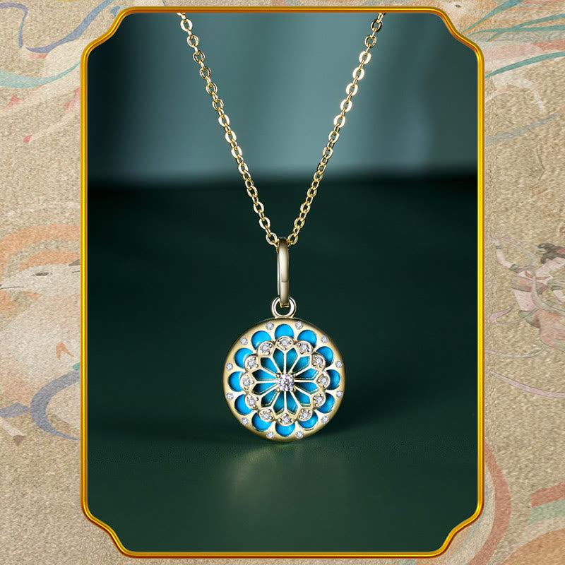 925 Sterling Silver Round Turquoise Zircon Protection Strength Necklace Pendant - Image 5