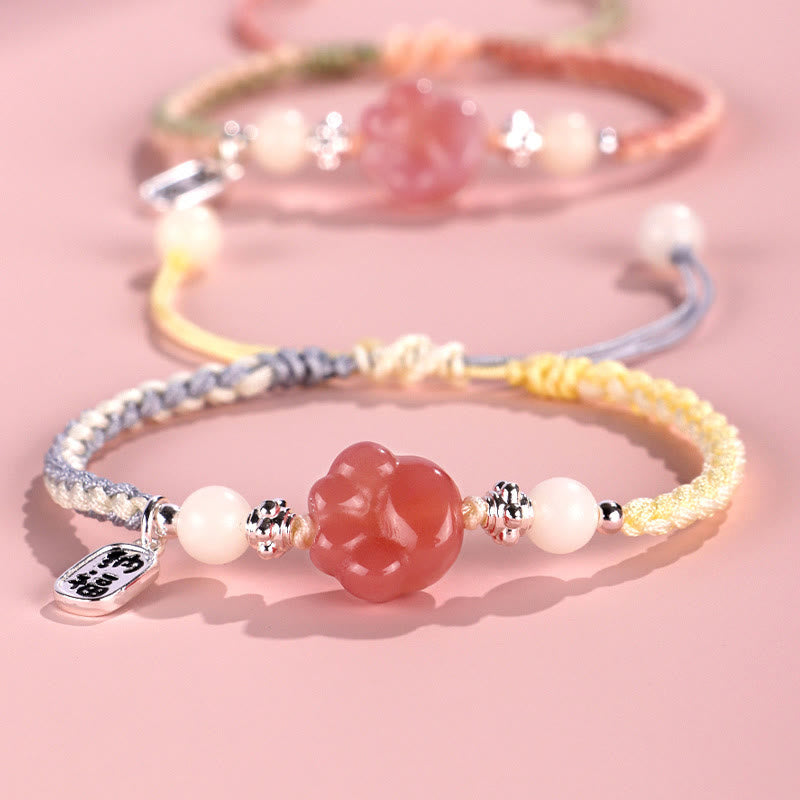 Yanyuan Agate Cat Claw Paw White Bodhi Seed Fu Character Positive Braided Rope Bracelet